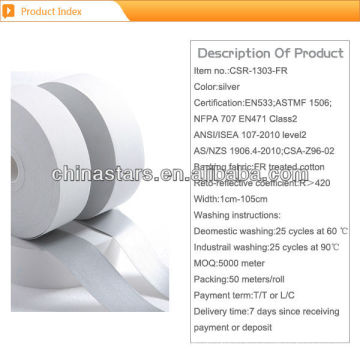 cotton flame retardent reflective tape for uniform